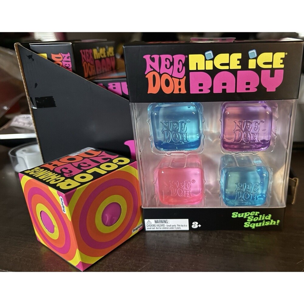 Lot Of 2 NEW SCHYLLING NEEDOH COLOR CHANGING BALL Pink & 4 Nee Doh Nice Ice Baby